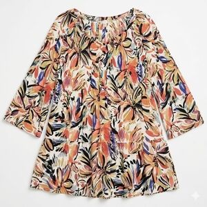 Spense Women's Large Top Flowy Boho Blouse Flared Bell Sleeves size L#149